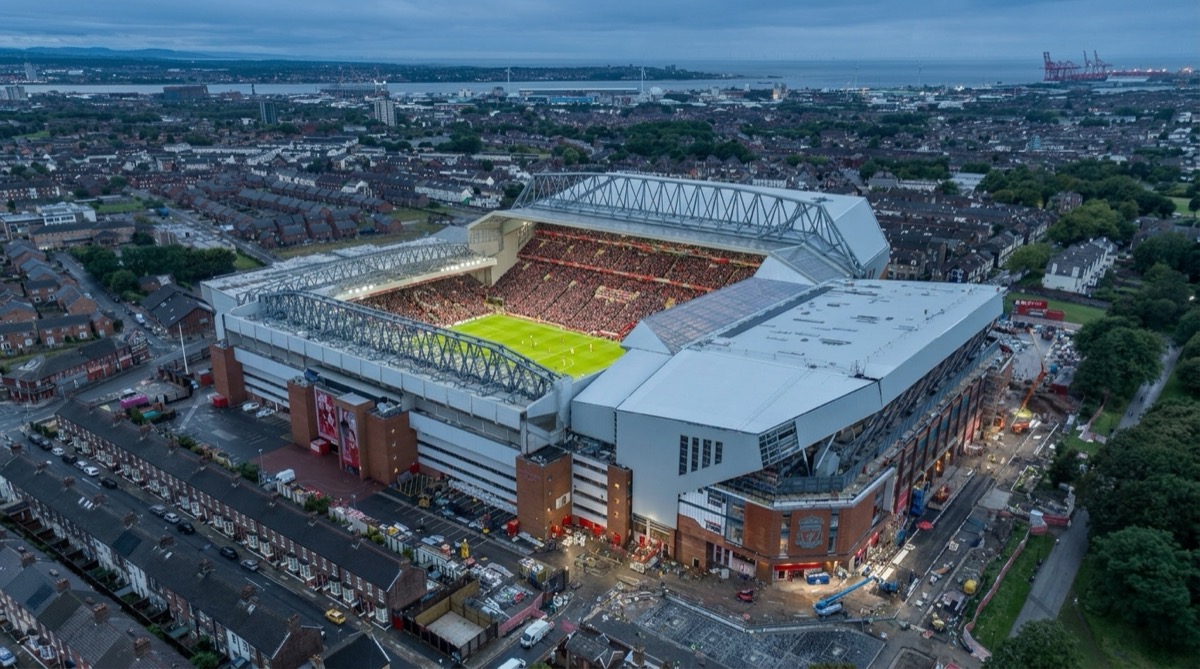 Anfield aerial architectural photograph — Liverpool